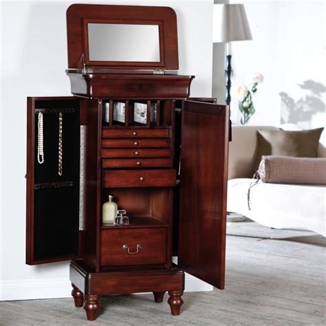 locking jewelry armoire safe|lockable jewelry safe cabinet decorative.